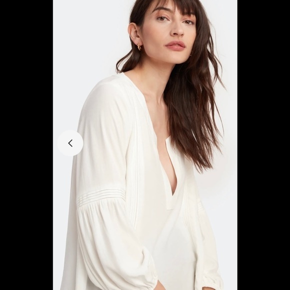 Sancia The Mieko Silk Blend Blouse White V-Neck Puff Sleeve Flowy Poet NWT - Picture 5 of 5